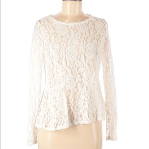 Lauren Conrad Runway collection Sheer lace l/s top